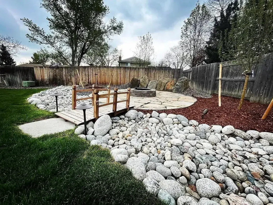 River rock bed and flagstone path, A & M Contracting